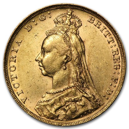 1887-92 GB Gold Sovereign Victoria Jubilee 22mm